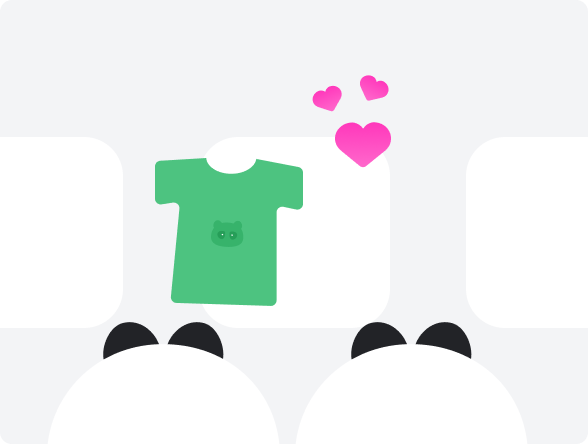 판다가 옷을 보고 있는 이미지